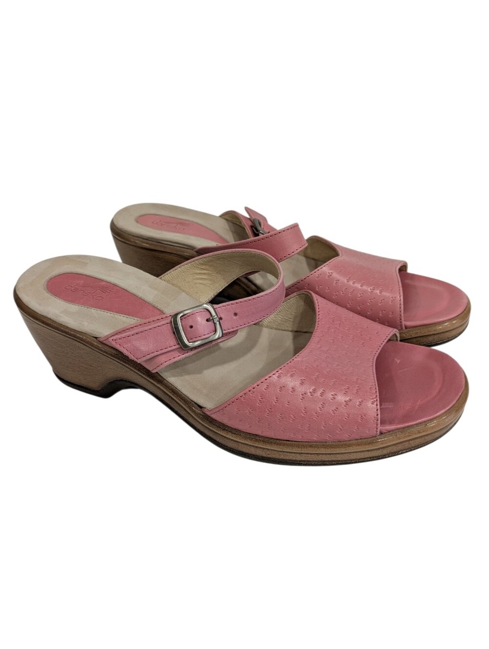 Dansko Annabel Pink Textured Leather Sandals Size 40 US 9.5 10 Adjustable